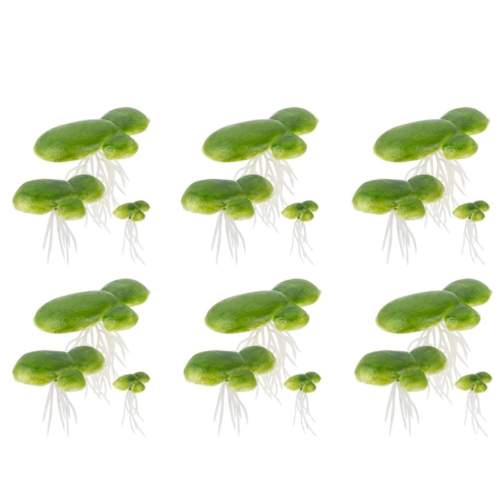 WEKVLPTH 18 Pack Artificial Mini Duckweed with Root, Artificial Floating Plant Plastic Aquarium Simulation Floating Plants for Aquarium Tank Decor
