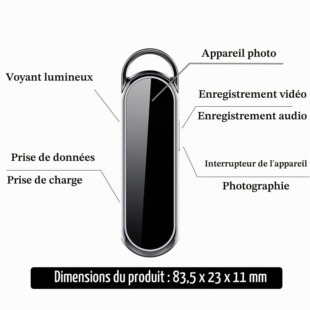 Mini Caméra Full HD 1080P,Cachée Caméra Espion avec Enregistrement en Boucle Audio Vidéo,pour Famille Voiture Réunion Caméra De Sécurité Il A Un Grand Angle De 160 Degrés