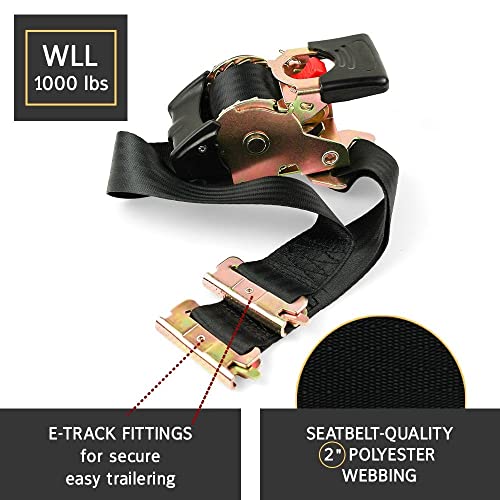 DC Cargo Mall 2 alças retráteis rápidas e fáceis para pista E – 5 cm x 3,5 m – para barcos, quadrici