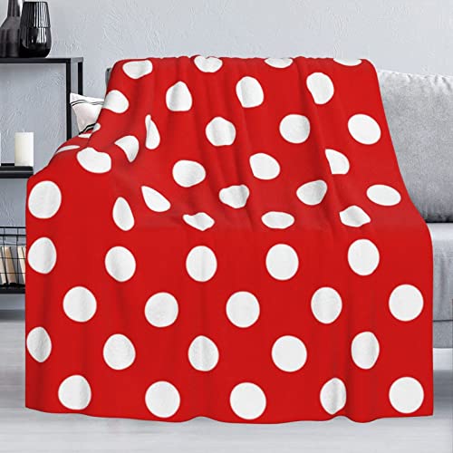 Red Polka Dot Soft Throw Blanket 40X50 Inch Lightweight Flannel Fleece Blanket For Couch Bed Sofa Travelling Camping For Kids Adults #TOP3
