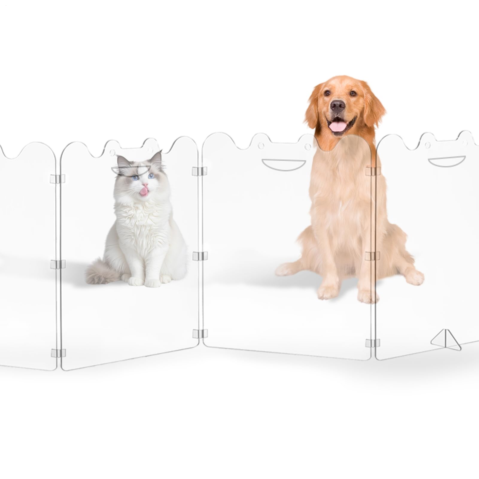 Rejilla acrílica para mascotas, 4 piezas o 6 piezas, plegable, acrílico, con asas de transporte, barrera transparente | para puertas, escaleras interiores, pasillos
