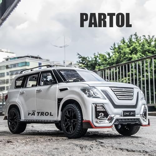 Image of DEUSON ECOM 1:24 Scale Patrol Toy Car for Kids Diecast Metal Cars with Light Sound Pullback Openable Door Toy Car