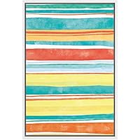 SIGNWIN Framed Canvas Wall Art Teal, Green, Yellow, Orange Stripes Lines Color Block Pattern Geometric Shapes Watercolor Minimalism Modern Colorful for Living Room, Bedroom, Office - 16