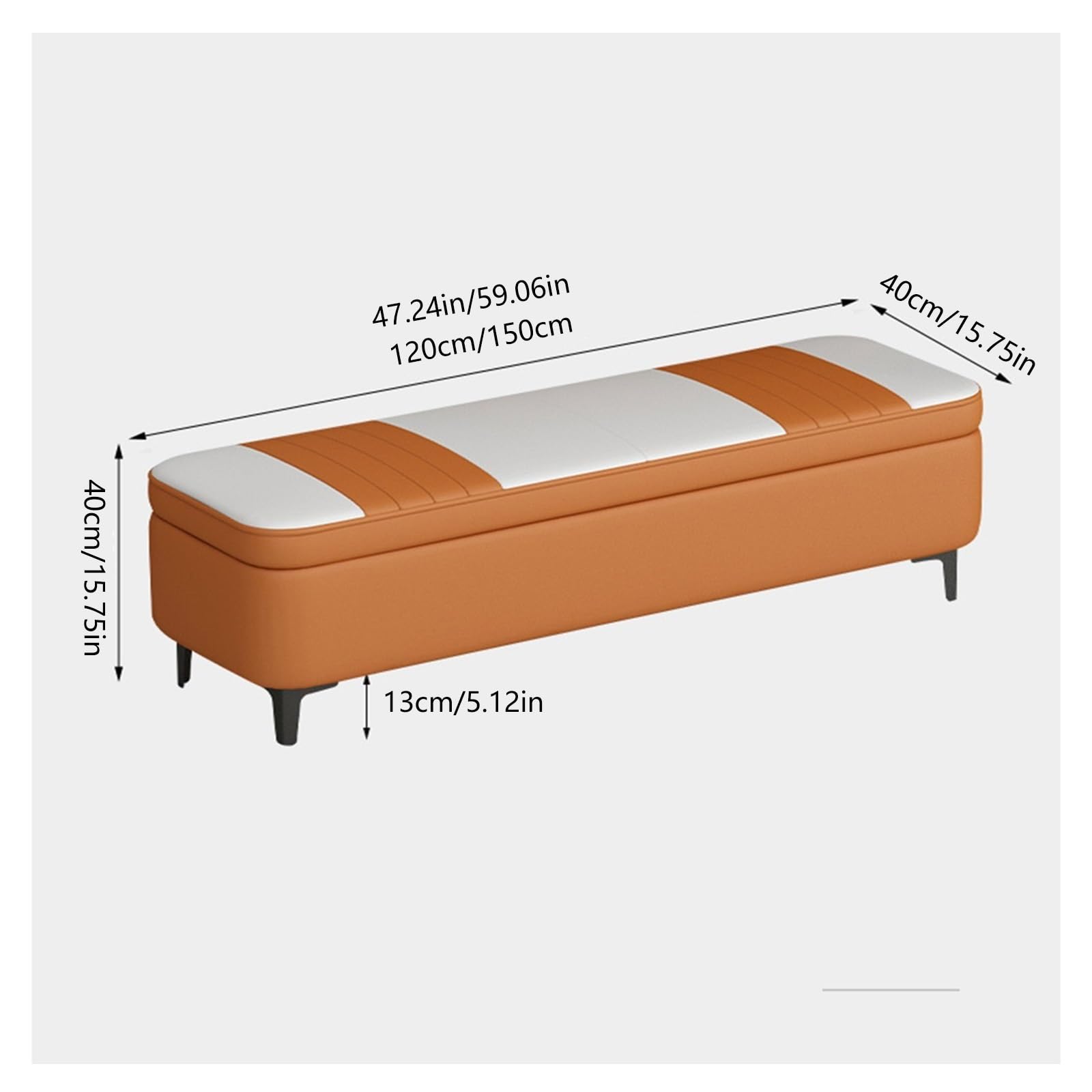 Foot Stool For Bed Storage Ottoman Bench, Storage Bench with metals Legs, Storage Bench for Bedroom End of Bed Bench Foot of Bed Bench Entryway Bench Bed Step Stools For High Beds(A,150*40*40cm)