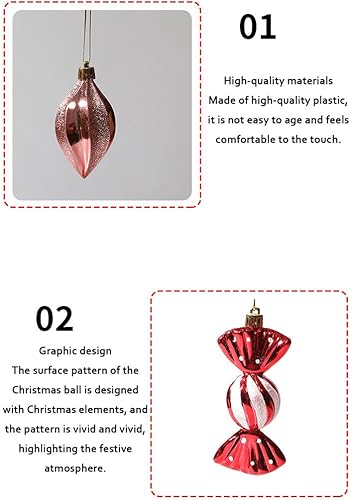 Miniatura 3 de Adornos - Juego de 21 adornos de bolas de Navidad, inastillables, adornos decorativos para colgar, surtido de 5 estilos, bolas de Navidad surtidas