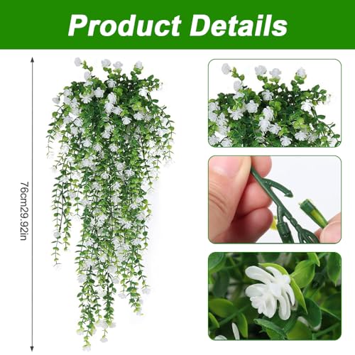 LYPPUL 4 Pcs Artificial Hanging Flowers, UV-Resistant Fake Hanging Plants Flower Bouquet - Image 2