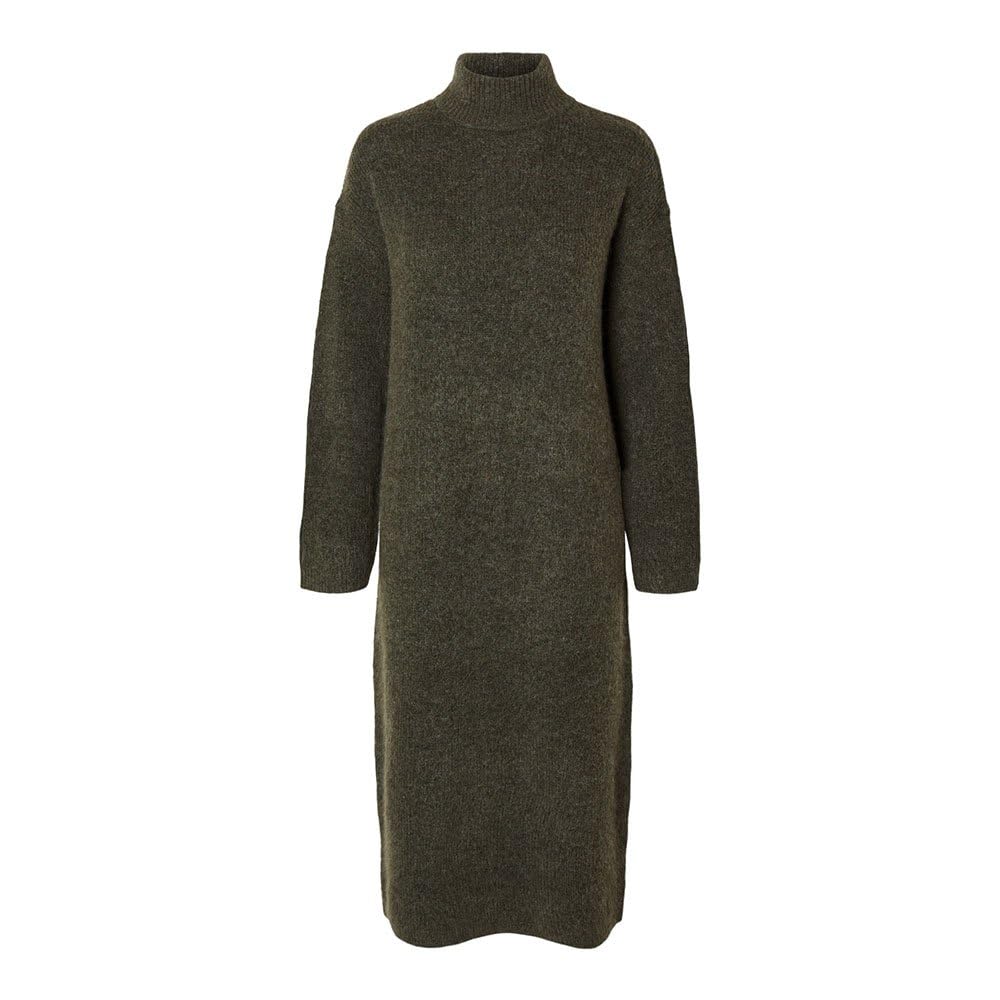 SELECTED FEMME Women's Slfmaline Ls Knit Dress High Neck Noos, Kalamata, Detail: Melange, L