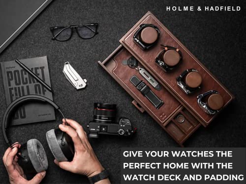 Watch Display Case With Rustic Brown Vegan Leather Padding For Protection - Sleek Walnut Wood Watch Holder To Show Off Watches - Watch Box For Men - Watch Display Case For Men - Mens Watch Case #TOP5