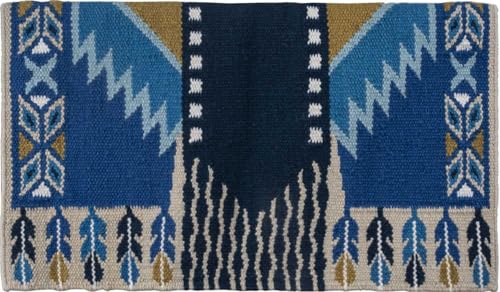 Mustang Good Medicine Reining Glory Show Saddle Blanket Blue and Tan 38in x34in