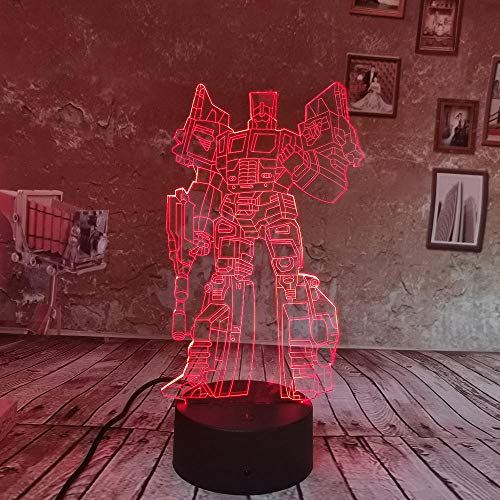 Lámpara De Ilusión 3D Luz De Noche Led Cool Transformers Niños Dormitorio Juguete Touch Usb Lámpara De Mesa Cumpleaños Regalo De Navidad