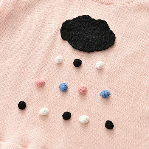 Kids Girls Black Clouds Rains Pullover Sweater Long Sleeve Crew Neckline Cotton Sparkle Ruffle Pink Sweater 6M-3Y4