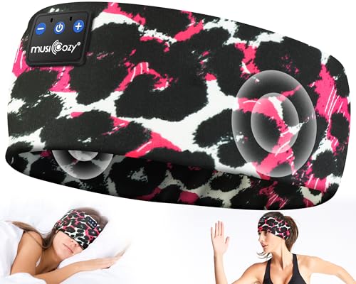 Image of MUSICOZY Sleep Headphones Bluetooth 5.4 Headband, Wireless Earphones Music Sleep Earbuds Sleeping Eye Mask with HD Stereo Speakers for Workout Running Travel Yoga, Ideal Gifts (Black Red Lip)