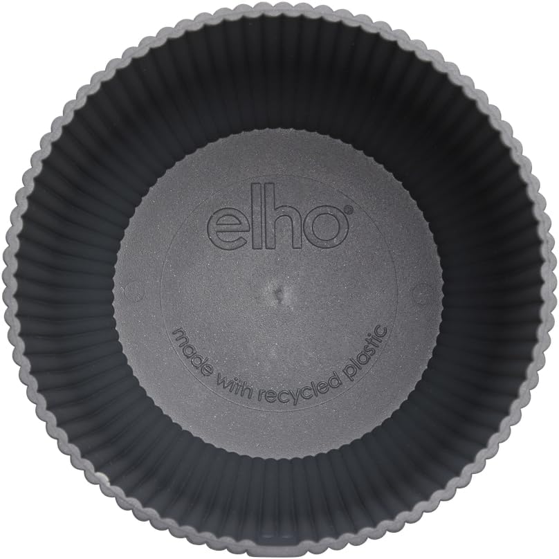 elho Vibes Fold Round 18 Plant Pot - Flower Pot for Indoor Use - 100% Recycled Plastic - Diameter 18.4 x Height 16.8 cm - Black/Anthracite