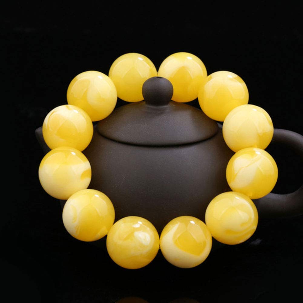 EASTCODE Natural Beeswax Bracelets Men and Women White Flower Amber Bracelet Women's raw Amber ore Chicken Yellow Christmas Bracelet