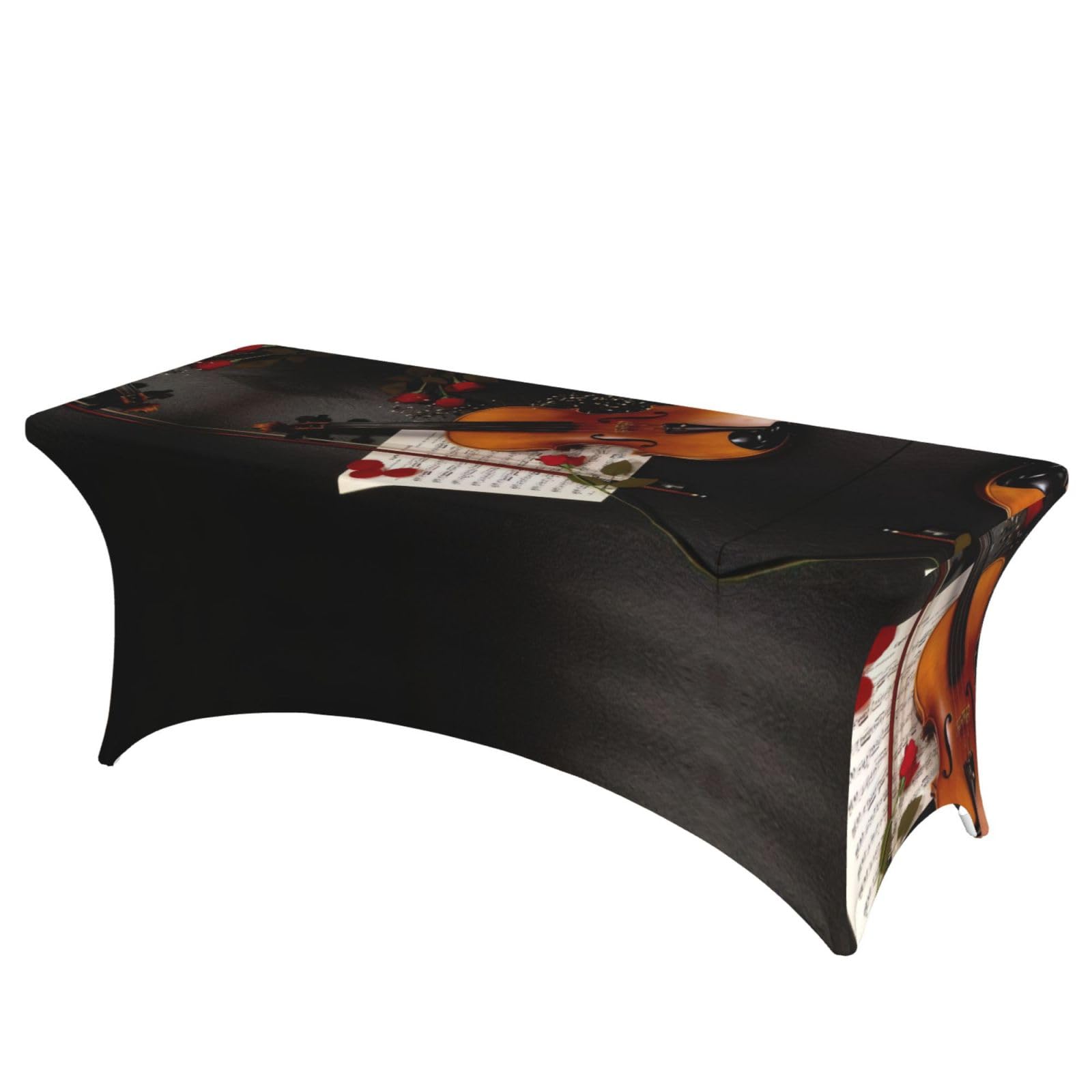 Nappe extensible élasthanne imprimé violon pour cacher table usée