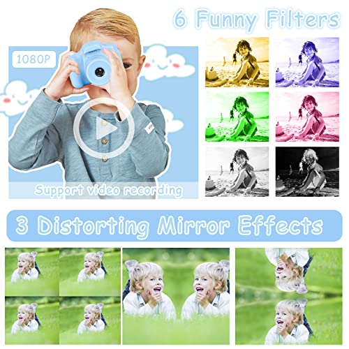 Kids Digital Camera,Nine Cube Little Toy Camera For Boys & Girls 3-7 Years Old, Children Long Lens Digital Video Camera For Kids Gifts, Blue Camcorder With 32G Sd Memory Card #TOP4