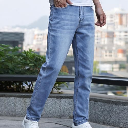 Mens Jeans Straight Fit Stretch Pants Washed Vintage Denim Pants Mens Casual Work Trousers Distressed with Pocket2