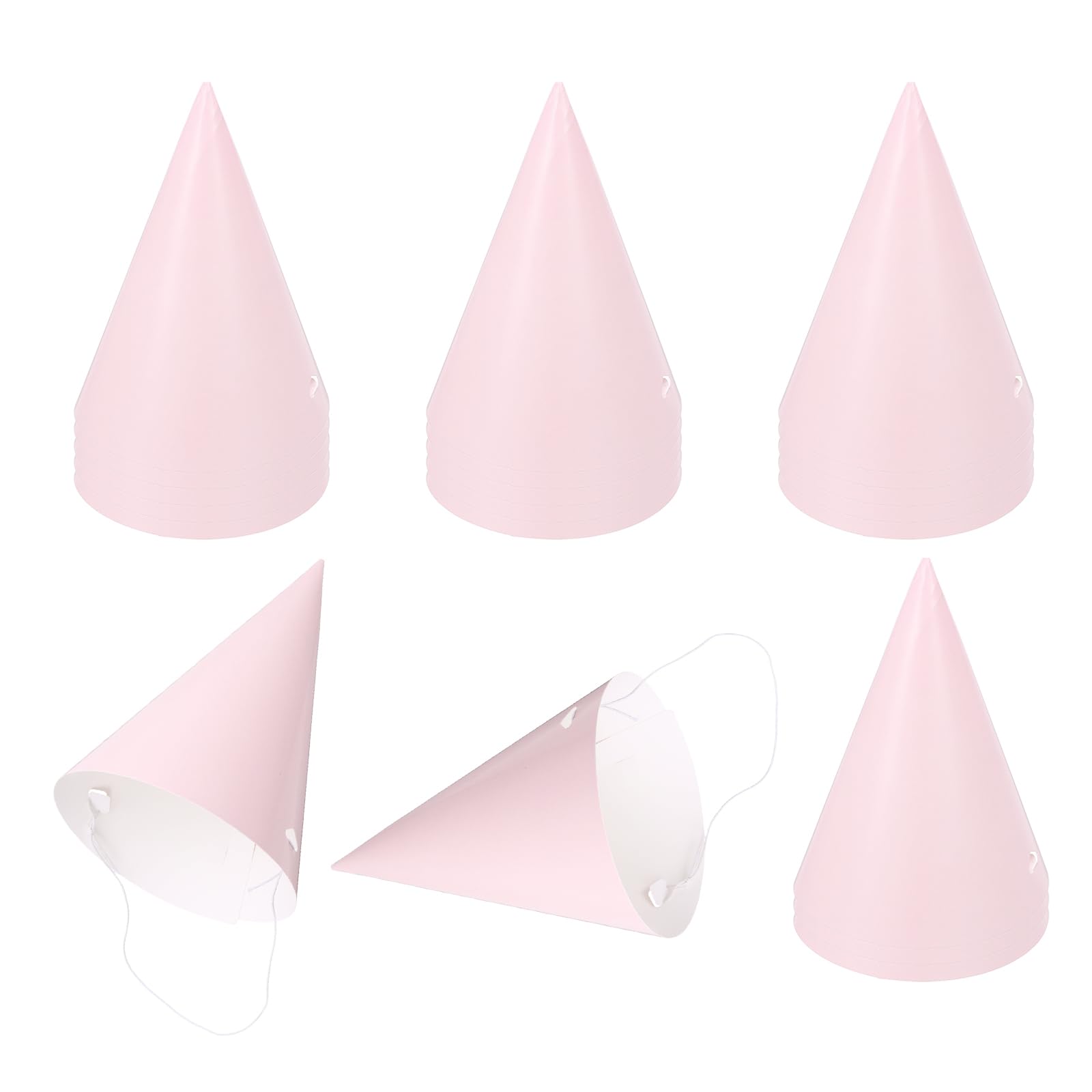sourcing map 50Pcs Mini Birthday Party Hats, Colorful Paper Party Hat, Adjustable Cone Caps Birthday Decorations for Stuffed Animals Adults Parties Supplies Wedding Celebration, Light Pink