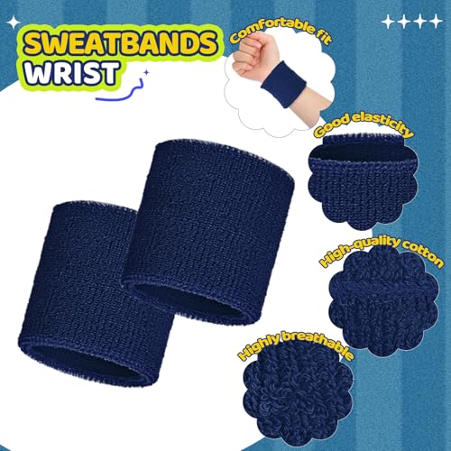 Image of Bememo 12 Pack Wristbands Sweatband for Women Men, Neon Colored Sport Wrist Bands, Tennis Football Basketball Sweatbands, Moisture Wicking Arm Bands for Working Out