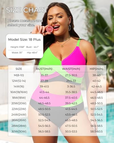 Tempt Me Plus Size Two Piece Swimsuit - Women High Waisted Bikini Set Tummy Control Bathing Suits3
