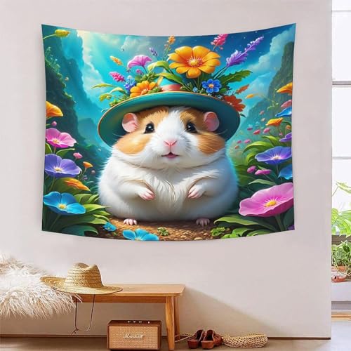 Tapisserie Hamster 3D Grand Tissu Mural Décoratif Multifonction 180cmx230cm