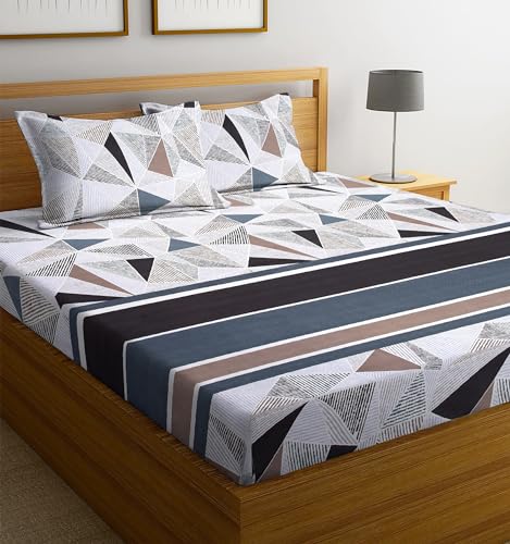 Image of Jashan Elastic King Size Fitted bedsheets with 2 Pillow Cover | King Size bedsheets | 100% Glace Cotton | Fitted bedsheet Cotton King 72 inch x 78 inch inches (Double Elastic Bedsheet, Black)