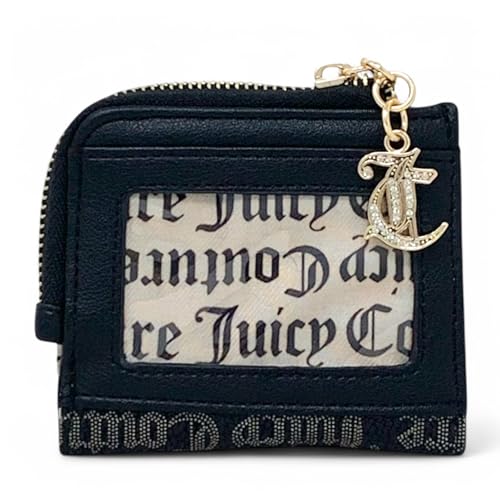 Juicy Couture Women's L Zip Card Case Wallet (Fashion Statement Black Beige/Liquorice)2