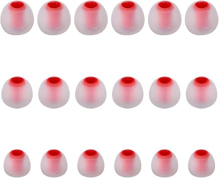 Earbud Tips Soft Silicone Earbuds Replacement Tips Fit for in-Ear HeadphonesInner Hole from 3.8mm - 4.2mm Earphones 9 Pairs S/M/L,Transparent Red