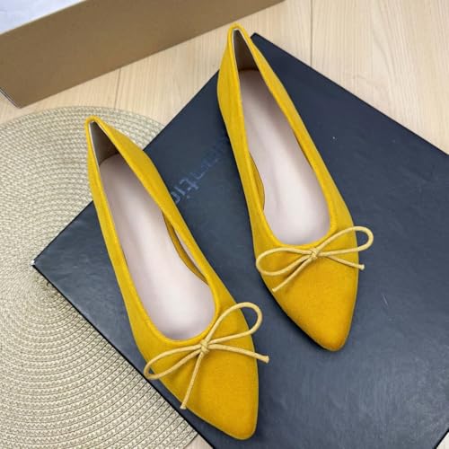 WENJIAZHIZHI Women's Cute Bowtie Pointed Toe Ballet Flats Elegant Female Flat Shoes Dressy Party Shoes Lightweight Casual Slip-On Loafers2