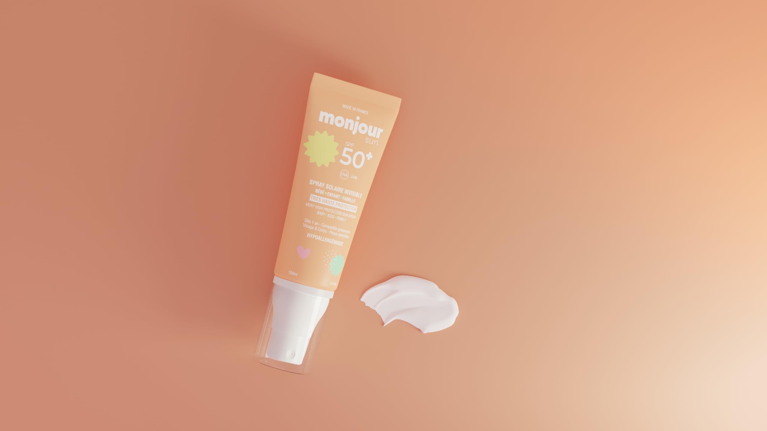 Made in France - Crème Solaire SPF 50 Plus Bébé et Enfant - Spray Invisible Visage et Corps - Peau Sensible - Hypoallergénique à l’Aloe Vera