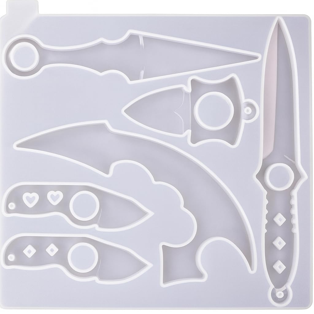 Resin Dagger Molds, Silicone Resin Moulds with 6 Different Shape Sword Molds, Athame Epoxy Knife Molds for Keychain, Cosplay, Decoration Art Moulds