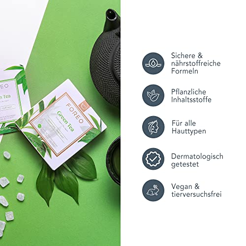 Grüntee-Gesichtsmaske von Foreo für fettige Haut, 3er-Pack
