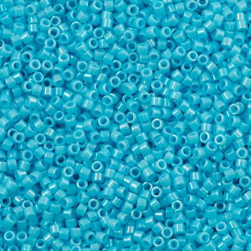Miyuki DELICA Perles de rocaille 11/0 opaques bleu ciel lustrées (DB0215), verre, Japon (5 g)