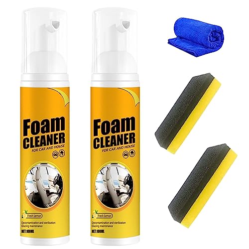2PCS Foam Cleaner for car and House Lemon Flavor Leather Decontamination Multipurpose Foam Cleaner All-Purpose Household Cleaners for Car and Kitchen