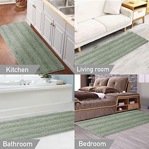Image of Turquoize Bathroom Runner Rug 17 inchx47 inch, Soft Absorbent Chenille Bath Rug