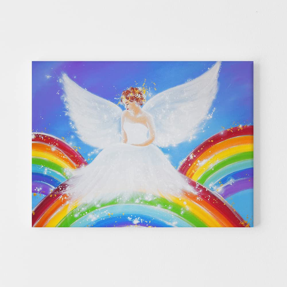 Images d'ange colorées sur toile « lumière arc-en-ciel » pour bébé, chambre de bébé, chambre (60 x 80 cm)