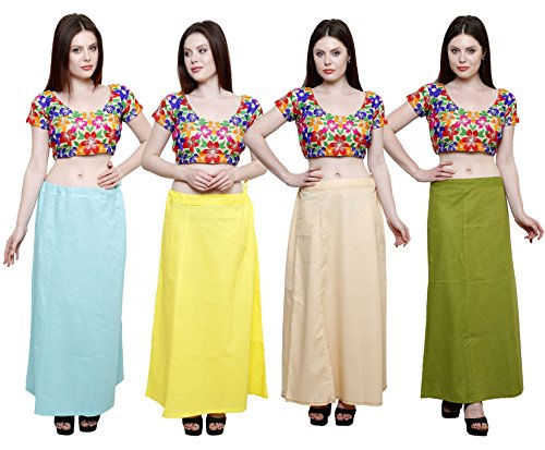 Image of Pistaa combo of 3 Women's Cotton Best Indian Readymade Inskirt Saree petticoats