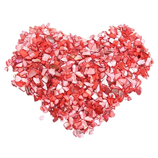 LUCKY BABY Shell Natural Crushed Shells Pieces Chips for Crafts, Weddings, Succulent Vase Filler, Home Decor, and Crafts 21OZ Red Color
