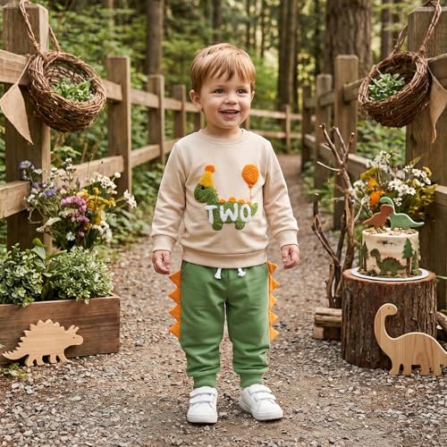 Toddler Baby Boy 1st 2nd Birthday Outfit Dinosaur Shirt Pants Set, 18-24M — view 2
