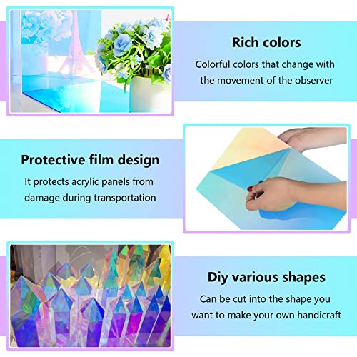 Image of Rainbow Color Acrylic Sheet, 2 Pcs Translucent Color Radiant Plexiglass Plastic Sheet for DIY Painting, Arts and Crafts, Decoration, 7.9 * 11.8 Inches, 3mm Thickness