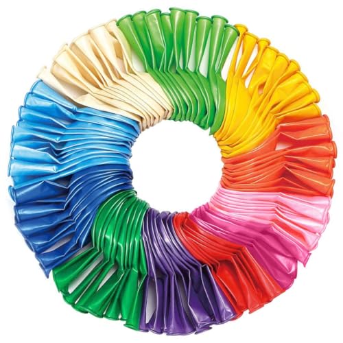 110 Pièces Ballons Colorés, 12 Pouces Latex Ballon Multicolore, Ballons Couleur Assortiment, pour Anniversaire Mariage Décoration de Fête, 11 Couleurs