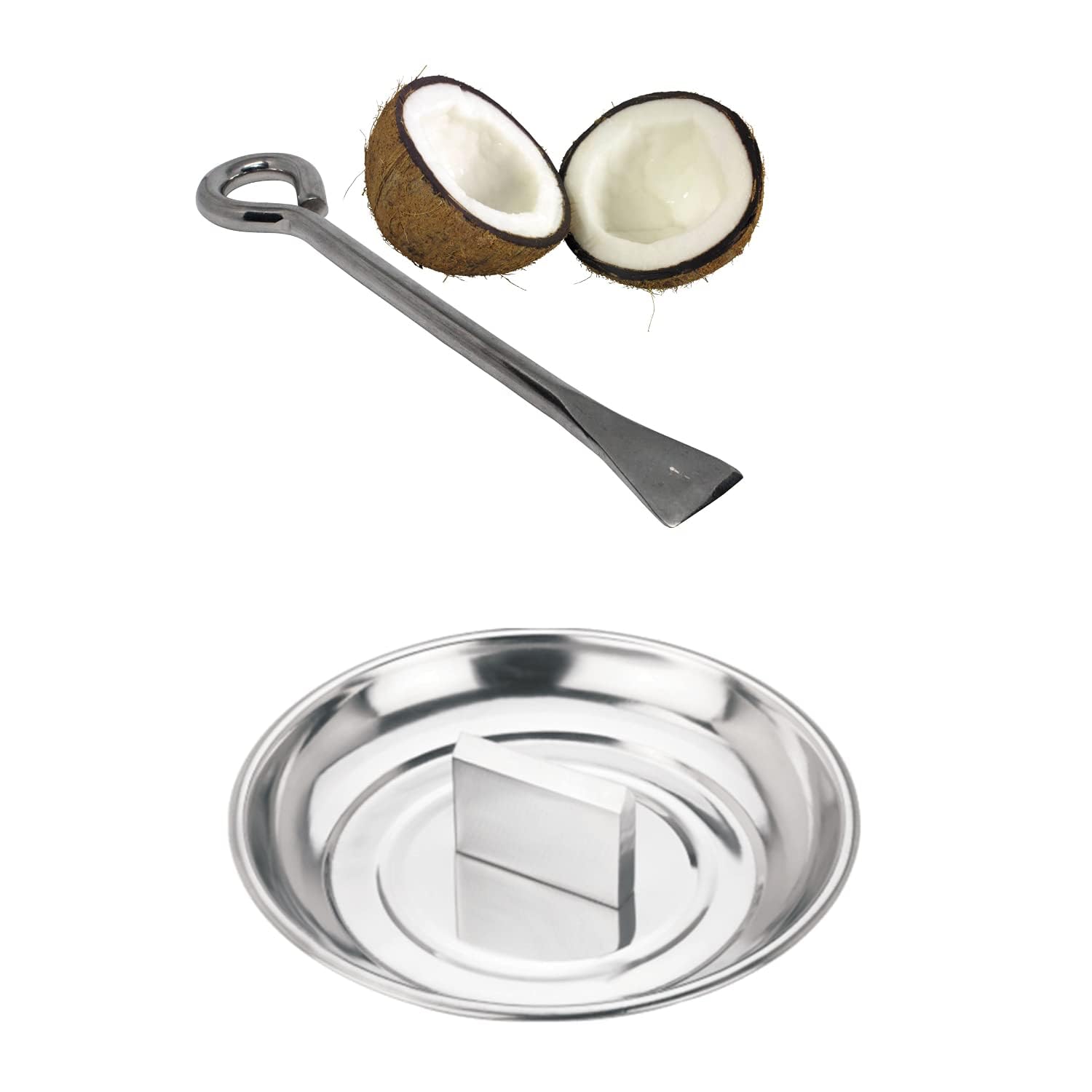 UNEQUETREND Coconut Breaker Stainless Steel, Heavy Guage, Heavy Base, Diameter 7 Inch with Coconut Opener Steel Rod, Length 18cm, Thickness 10 mm (B097PTCSCY) Amazon Price History, Amazon Price Tracker