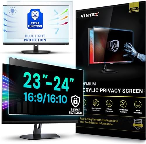 VINTEZ Universal Acrylic 23, 23.6, 23.8, 24 Inch Computer Privacy Screen Filter for Widescreen Computer Monitors - 21.2" x 13.4" (541 x 342 mm) - Monitor Frame Hanging Type