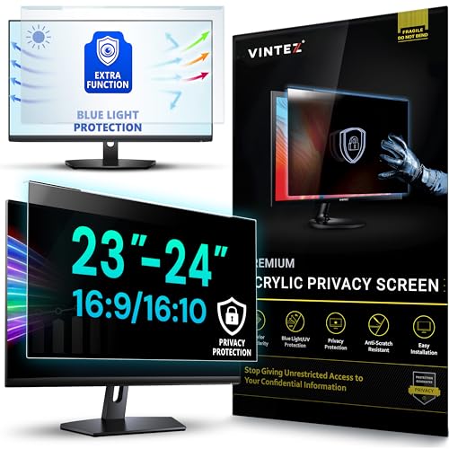 VINTEZ Universal Acrylic 23, 23.6, 23.8, 24 Inch Computer Privacy Screen Filter for Widescreen Computer Monitors - 21.2 x 13.4 (541 x 342 mm) - Monitor Frame Hanging Type