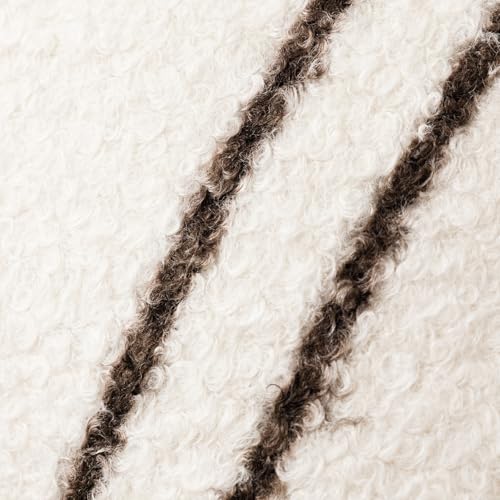 Image of Foindtower Pack of 2 Soft Faux Fur Boucle Throw Decorative Pillow Covers Fuzzy Accent Striped Cushion Sherpa Boho Farmhouse Pillowcase for Couch Sofa Bed Living Room Home Decor 18x18 Inch,Ivory