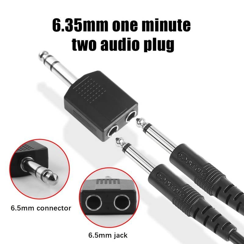 Câble Audio Spiralé 6,35 Mm 1-4", Fiche TRS Stéréo 6,35 Mm Vers Double Prise TRS Femelle 6,35 Mm