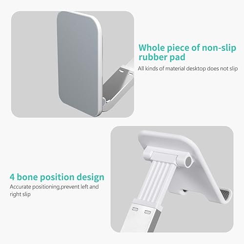 Miniatura 4 de Aotedor Soporte ajustable para teléfono de escritorio, diseño ergonómico, portátil, manos libres, compatible con iPhone y Samsung