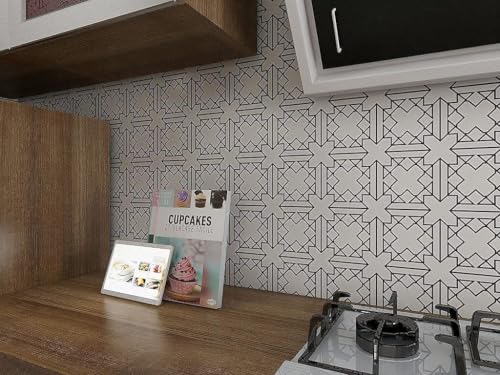 Image of Moroccan Tile Stickers | Waterproof Self Adhesive Peel & Stick Tile Decals for Kitchen Backsplash, Bathroom Wall, Floor, Furniture & Glass (6x6 Inch, Design 8, 40 Pic)