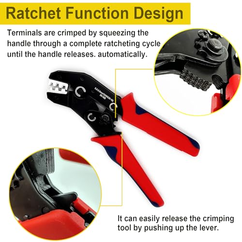 Twippo Crimping Tool with Ratchet, Ratcheting Wire Crimper Tool for Open Barrel Terminal Connectors, Electrical Crimping Tool, Crimping Pliers for 20-14 AWG