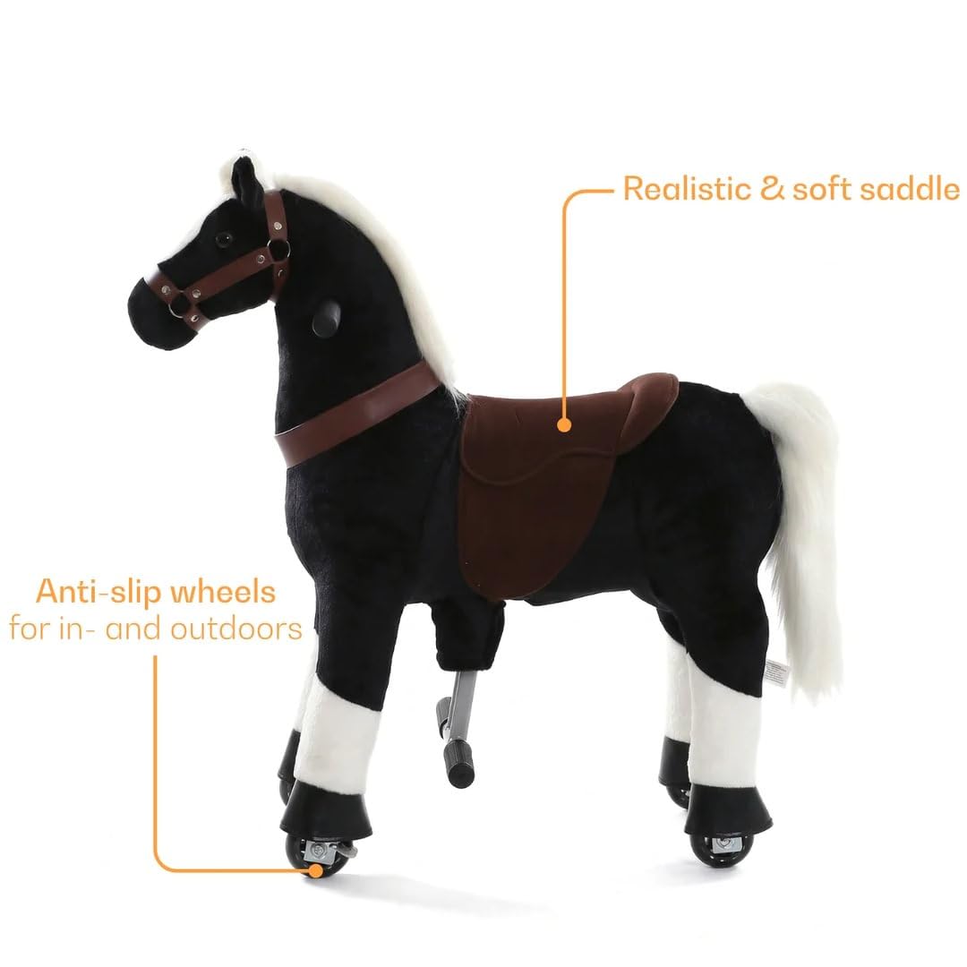 Reitpferd auf Rollen Klein, 3-5 Jahre, Schaukelpferd, Schwarz